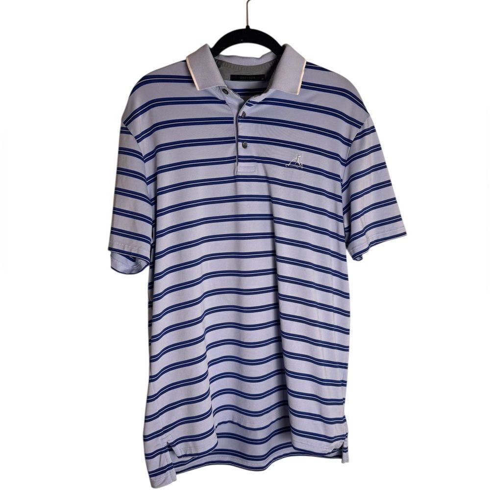 Greyson Blue Striped Performance Golf Polo M Mens